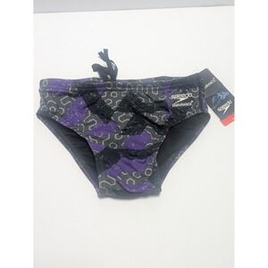 Speedo Mens Ruse Blocks Endurance+ Swim Brief Purple Geometric Size 28